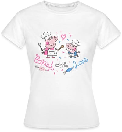Peppa Pig Design Baked With Love T-Shirt Dames