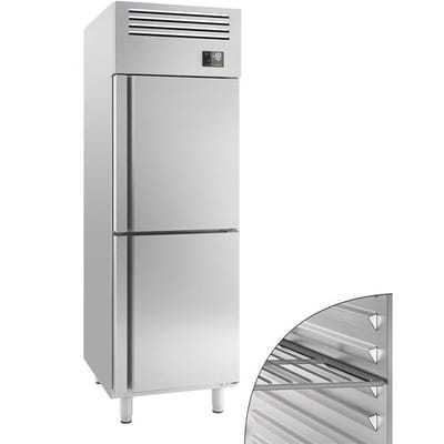 GGM Gastro Tiefkühlschrank Edelstahl Premium PLUS - GN 2/1 - mit 2 Halbtüren Zilver