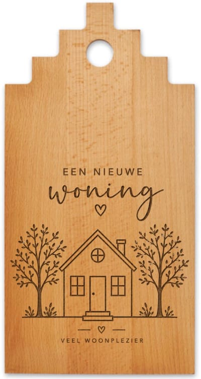 JM Woods | Borrelplank | Een nieuwe woning | 38 x 20 cm | Housewarming | Verhuizing | Huis | Samenwonen