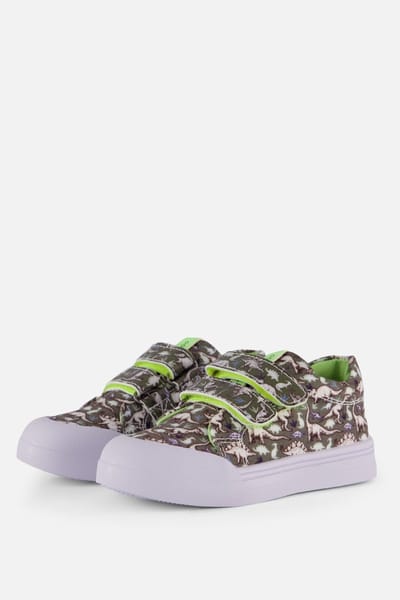 Go Banana's Go Banana‘S Sneaker Klittenband - Green Dino - Sneakers Kinderen - Jongens - Dark Green - Canvas - Maat 28