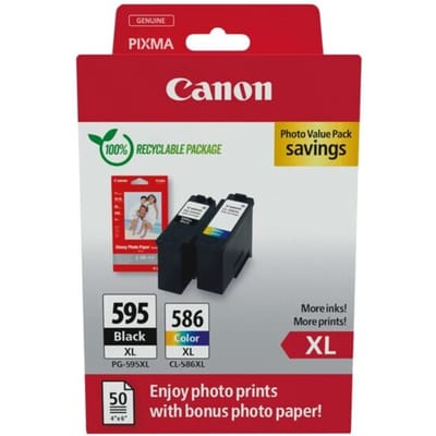 Canon PG-595XL / CL-586XL photo value pack Inktcartridge Zwart + 3 kleuren Multipack Hoge capaciteit