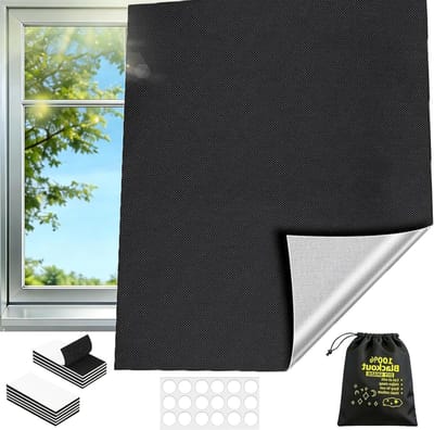 Verduisterend Rolgordijn - Raambekleding Zonder Boren - Complete Donkerte Creëren - Waterafstotende Oxford Stof - 300 x 145 cm - Zwart