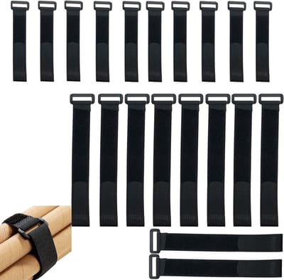Diverse elastische kabelbinders - 20 stuks - 2,5 cm breed - 20/30 cm lang - zwarte bevestigingen voor kabelbeheer, fietsen, slangen en opslag in kantoor en garage