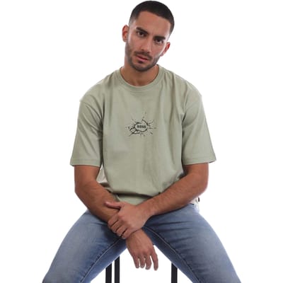 Boss Heren Logo Katoen Crew Neck T-shirt (Groen)