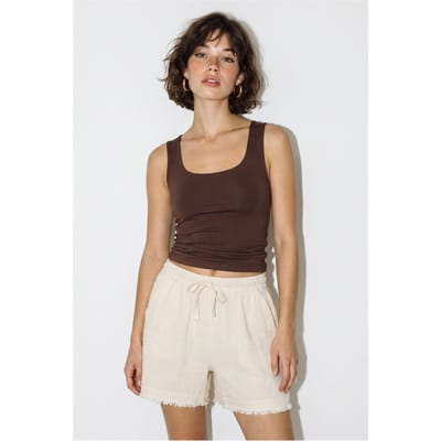 Hoog-Waisted Wijde Katoenen Shorts