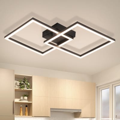 NETTLIFE LED Plafondlamp - Rechthoekig - Zwart - 24W - 4000K Neutraal Wit - Draaibaar Modern Design - Woonkamer Slaapkamer Keuken Hal
