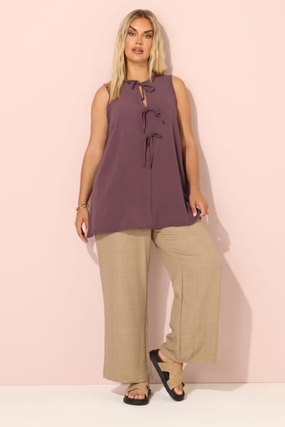 Yours Paars Strik Voorkant Smock Vest Top Size 42