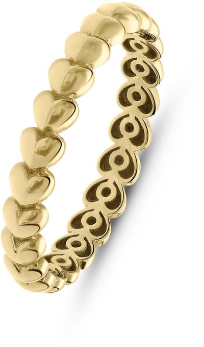 Lucardi Dames 14 karaat gouden ring hartschakel - Ring - 14 Karaat Goud - Goud - 17 / 53 mm