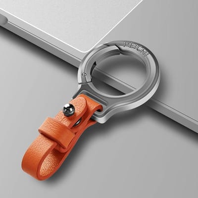Titaniumlegering Koeienhuid Lederen Sleutelhanger Taille Riem Gesp Karabijnhaak Autosleutelhanger Kleine Sleutelringen voor Cadeau Outdoor Gereedschap