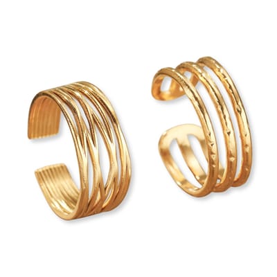 Marama - Ring Feline Goud - set van 2 - gold plated - stainless steel - combinatie - ring - damesring - goudkleurig