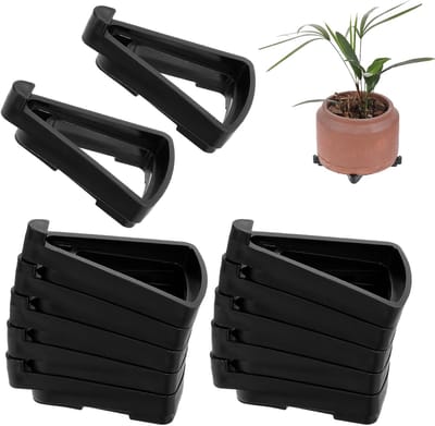 Oneay 12-pack - Potvoeten voor buitenplanten, Plantenonderzetter，onzichtbare tenen voor plantenbakken, plantenverhogers voor buiten, voorkomt vlekken en waterschade (Zwart)