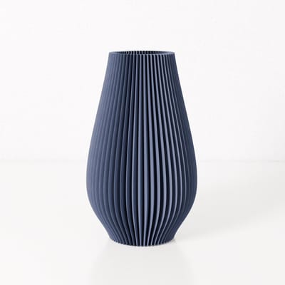 Fleuriek vaas EMMA - Blauw H30 cm - Slanke vaas met geribbeld design - Moderne decoratie voor tafel of dressoir - Vaas voor zijdebloemen of droogbloemen
