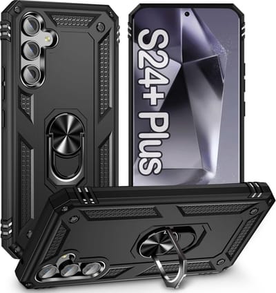Hoesje Geschikt voor Samsung Galaxy S24 Plus hoesje Zwart Hybrid Armor Anti-Shock hoesje - Galaxy S24 Plus 5G Hoesje kickstand Ring houder cover TPU backcover hoesje