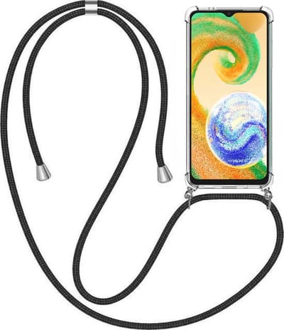 Telefoonhoesje Geschikt voor Samsung Galaxy A04s met Koord en Stootrand - TPU Backcover Shockproof met Lanyard - Smartphonica geschikt voor Samsung Galaxy A04s