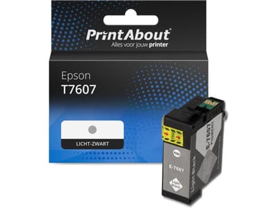 PrintAbout huismerk Inktcartridge T7607 Licht-zwart Geschikt voor Epson
