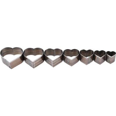 7 stuks 20-50 mm Mooie Hartvormige DIY Leerbewerking Snijmal Leer Snijstans gray