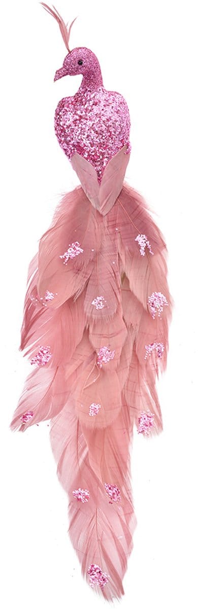 Clayre & Eef Decoratie Vogel 30x7x10 cm Roze Kunststof