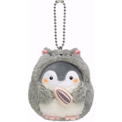 Schattige Pinguïn Pluche Pop Nieuw Cartoon Koupen Chan Dierlijke Pluche Speelgoed Kawaii Anime Hamster Sleutelhanger Ring Tas Hanger Cadeau voor Meisjes grijs
