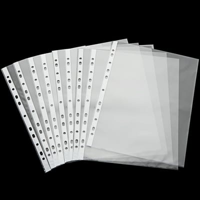 Dailygoods- Brochurehoezen 100 stuks - Transparante DIN A3 - Doorzichtige Folies - Geperforeerde Plastic Hoezen - Waterdicht - Lichtgewicht en Herbruikbaar - Documenthoezen