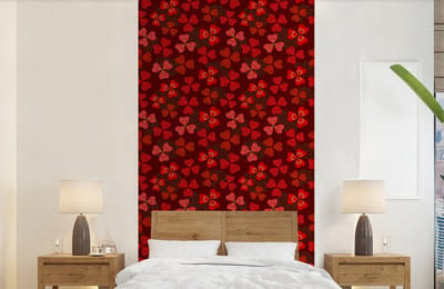 Behang - Fotobehang Patroon - Klaver - Rood - Breedte 120 cm x hoogte 240 cm