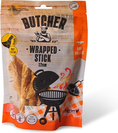 vadigran-BUTCHER - wrapped sticks 12 cm 113 gr slechts 1.5% vet KIP geen toegevoegde suiker -gluten-vrij high protein - BBQ SNACKS - tandverzorgend .als beloning of als deel van een gebalanceerde voeding - Uw hond zal hier zeer blij mee zijn.