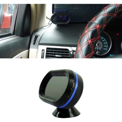 Auto Thermometer Digitale Klok DC 12V Auto Klok LED Verlicht Auto Dubbele Temperatuurmeter Voltmeter Spanningstester Blue blauw