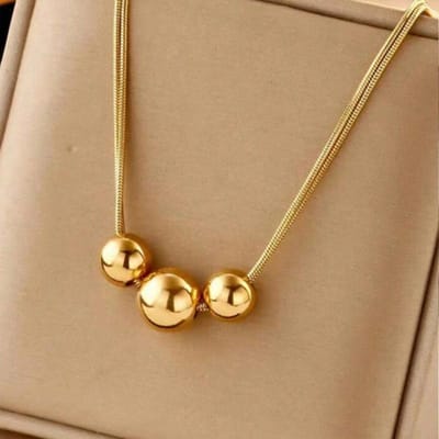 1pc Collier Design Boule en Acier Inoxydable Doré avec Perles Multicouches Vintage, Chaîne Clavicule Personnalisée Style Hip Hop, Colliers Élégants 1# 1319-1 or