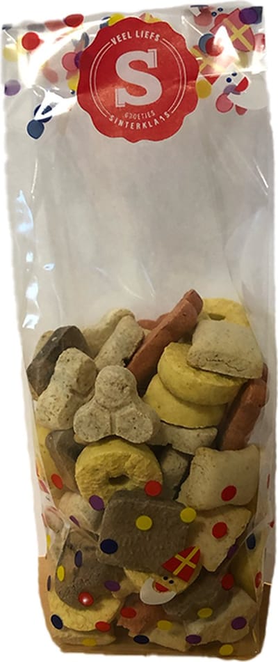 Sint Cadeau zakje met Gemengde Koekjes voor Honden Het Sinterklaaskado