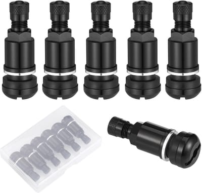 Dailygoods- Bandventiel 6 Stuks - Aluminium Autoband Ventielsteel - Lekbestendig - Klem-in Ventielkern - Ventieldoppen - Totale Lengte 4,5 cm - Bandklep
