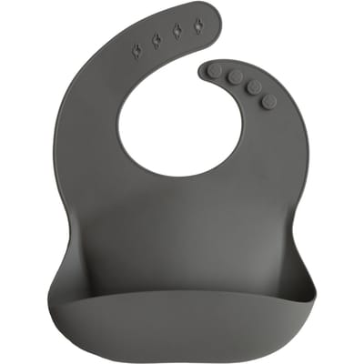 Mushie Siliconen Baby Slabbetje met Opvangbakje | Silver Sage | BPA ftalaatvrij| afwasbaar