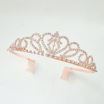 Nouveau Couronne Diamant d'Eau d'Été Bijoux Faits à la Main Accessoire de Tête en Cristal Couronne de Mariée Couronne Européenne et Américaine Dorée pour Femmes beige