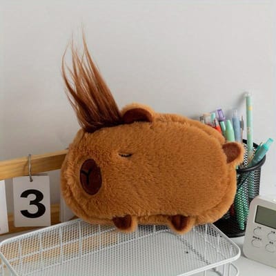 Schattige Pluche Etui Cosmetische Tas Cavia Pennen Etui Grote Capaciteit Pennen Etui Schoolbenodigdheden Schrijfgerei Doos koffie