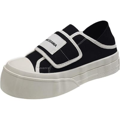 Groot Hoofd Lelijk Schattig Canvas Schoenen Dames Lente Nieuw Lui Twee Manieren om te Dragen Eén Pedaal Klittenband Alles-match Broodschoenen 40