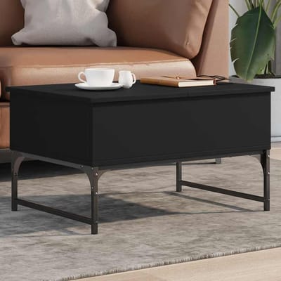 Salontafel - Bijzettafel Woonkamer - Werken of Eten - Verborgen Opbergruimte - 70 x 50 x 40 cm - Zwart