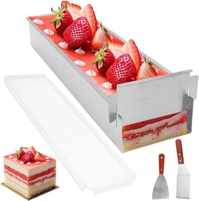 Verstelbare Tiramisu Bakvorm met Deksel, Rectangulaire Mousse en Taartvorm voor Bakken en Decoreren, Perfect voor Feestdagen en Creatieve Bakprojecten