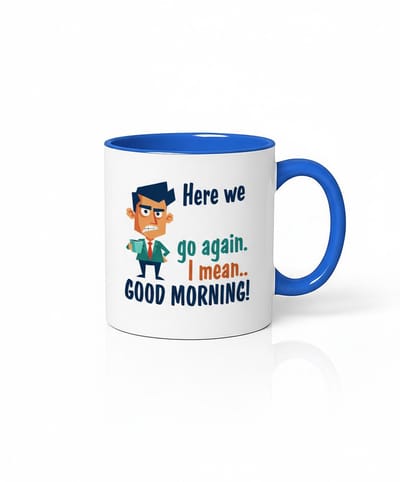 Grappige Koffiemok - Hier We Go Again - Good Morning Mok voor Koffie- en Humorliefhebbers