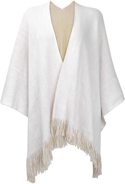 Dailygoods- Poncho Dames Omslagdoek - Omkeerbaar - Retro Gebreid - Vleermuismouwen - Met Franjes - One Size - Deken
