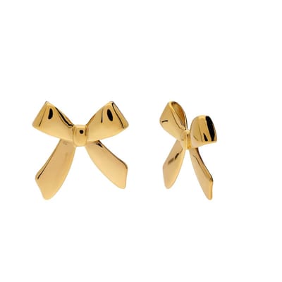 Lucardi Dames Stainless steel goldplated oorknoppen strik - Oorbellen - Staal - Goudkleurig