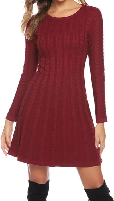 Elegante Gebreide Winterjurk met Col voor Dames - Mode Midi-Trui-Jurk voor Vrije Tijd en Cocktail