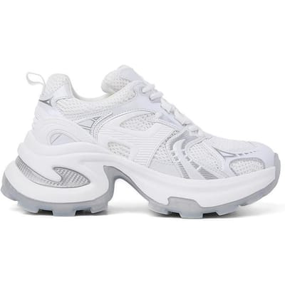 Lente en Herfst Nieuwe Casual Schoenen met Dikke Zool en Verhoging Mode Veelzijdig Mesh Ademend Sportschoenen Dames 40 wit