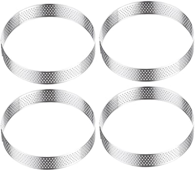 Westmark taartframe 4 dek. – Perfecte taart- en quicheblikken – Uniform bakresultaat dankzij perforatie – Zilver, 4 x Ø 8 cm