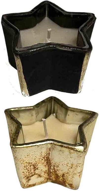 Set van 2 waxinelichtjes Keva - POEDER ZWART 5x8x8 cm