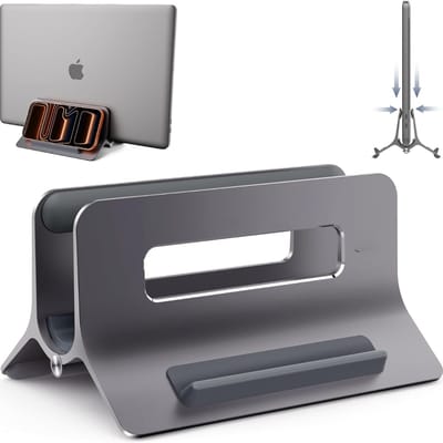 Famanu - Laptopstandaard, verticale laptopstandaard voor MacBook Air, MacBook Pro, iPad, iPhone, verstelbare MacBook standaard voor notebook