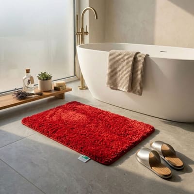 FLOORDIREKT Badmat - Sky Soft - Douchemat - Anti-Slip - Rood - 50 x 60 cm
