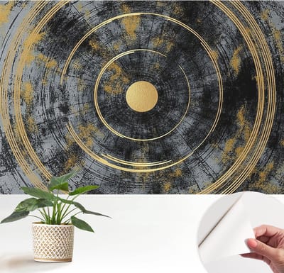 Wallfluent Zelfklevend Behang - Kosmische dynamiek Stickerbehang op rol - 152x104 cm - Zwart Zelfklevend Behang - Plakklare achterzijde - Voor de woonkamer, voor het kantoor, voor de hal Zelfklevend Behang