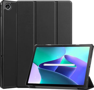 Hoesje Geschikt voor Lenovo Tab M10 Plus (3e / 3rd Generatie) - Dun & Stevig - Trifold Bookcase - Hard Cover - Hardcover Book Case - Tablet Hoes - Zwart