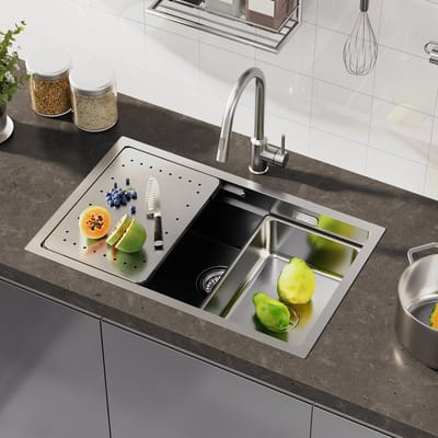 CECIPA max Spoelbak Keuken - Enkele spoelbak - 70 x 44 cm Multifunctionele Spoelbak - roestvrij staal Spoelbak - spoelbakken met afdruip - RVS