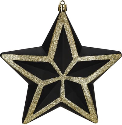 Kersthanger | Kerstster | Zwart | Goud | 15 cm