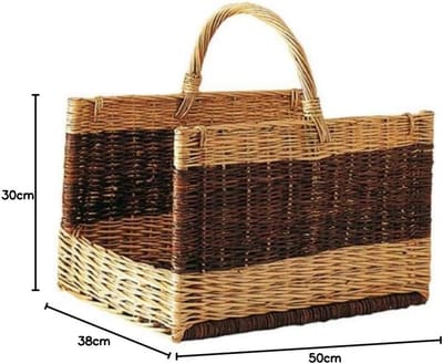 Grote Houten Opbergmand voor Haardhout en Decoratie - Rechthoekig