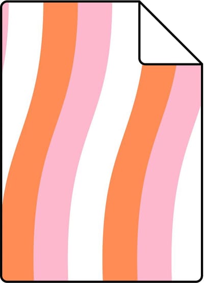 Proefstaal ESTAhome behang golvende strepen oranje en roze - 26.5 x 21 cm - 131613-S